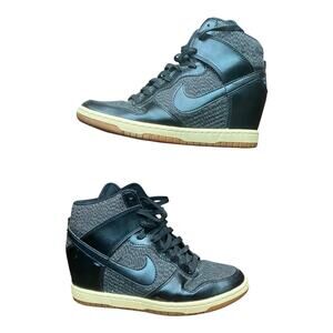 Nike Dunk Sky High Black Hidden Wedge Sneaker Womens 8 Wool Tweed 64487-003